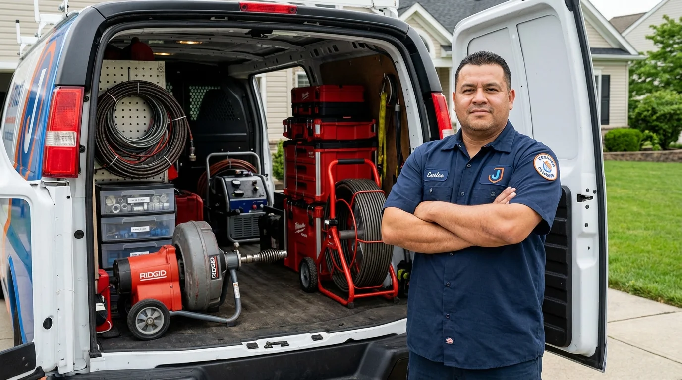 Professional drain cleaning equipment and Johns Plumbing LLC plumber in Tangent