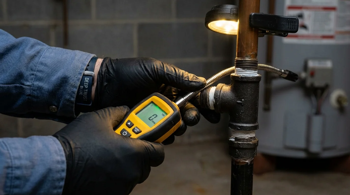 Gas leak detection with electronic sniffer by Johns Plumbing LLC in Tangent
