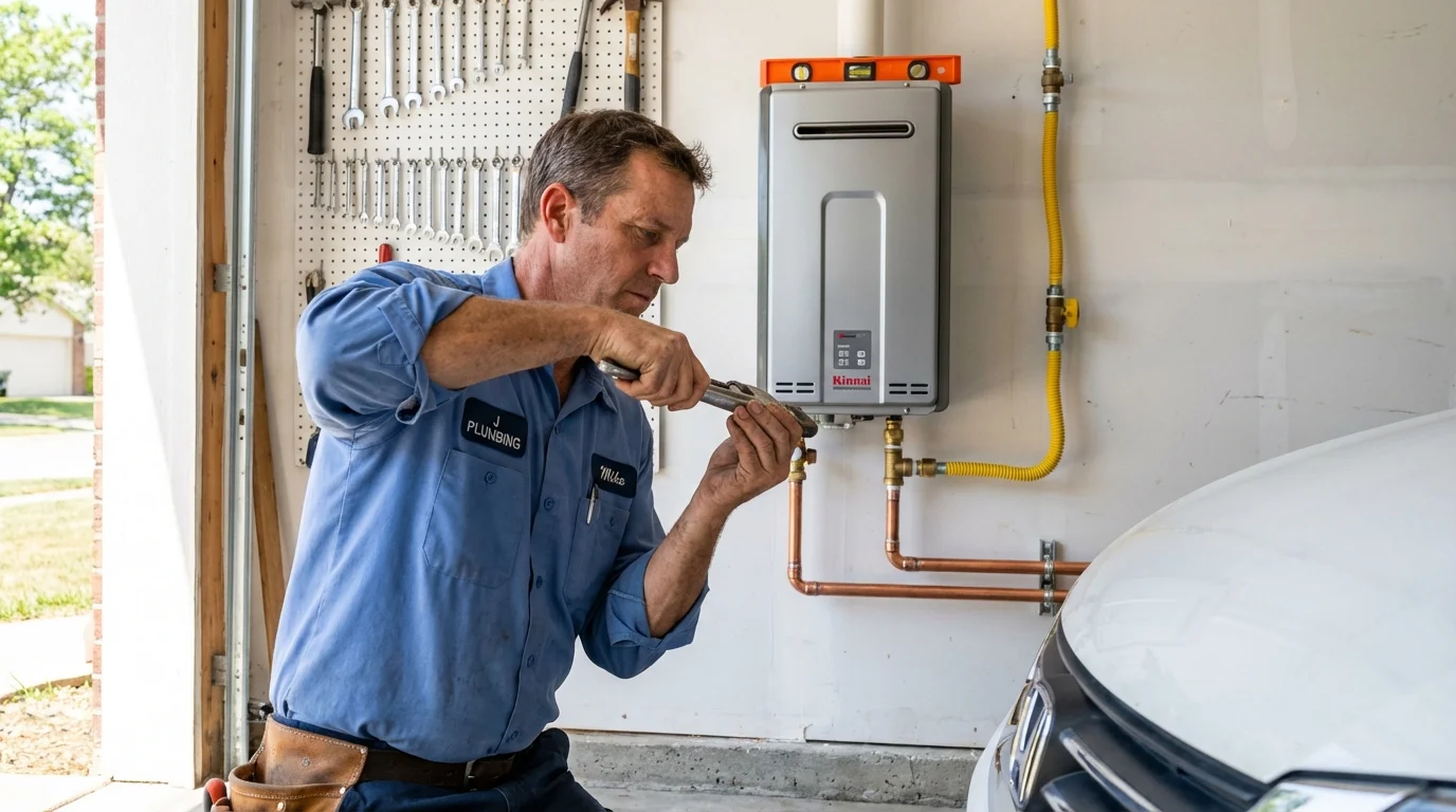 Tankless water heater installation by a Johns Plumbing LLC plumber in Tangent